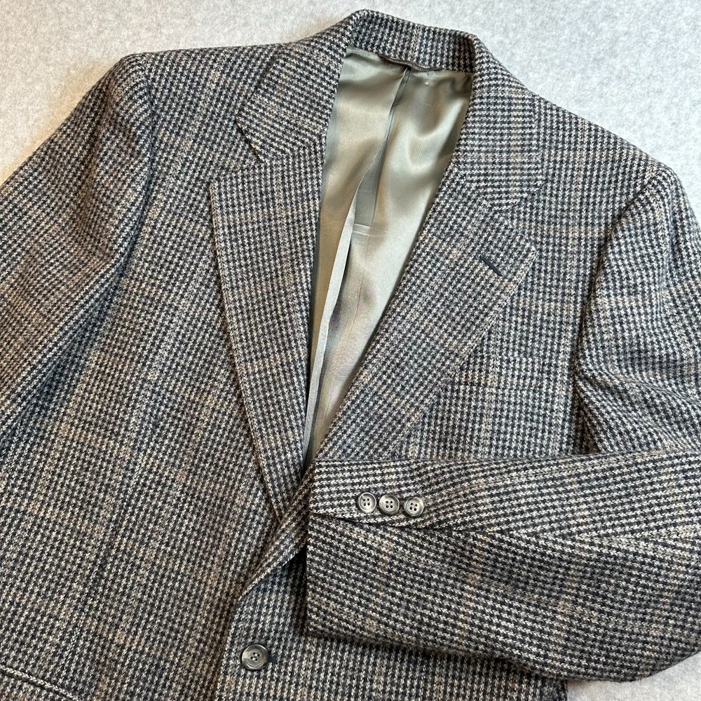 Cricketeer Dillards Mens Wool Blazer Houndstooth Tweed Sport Coat USA 42R VTG